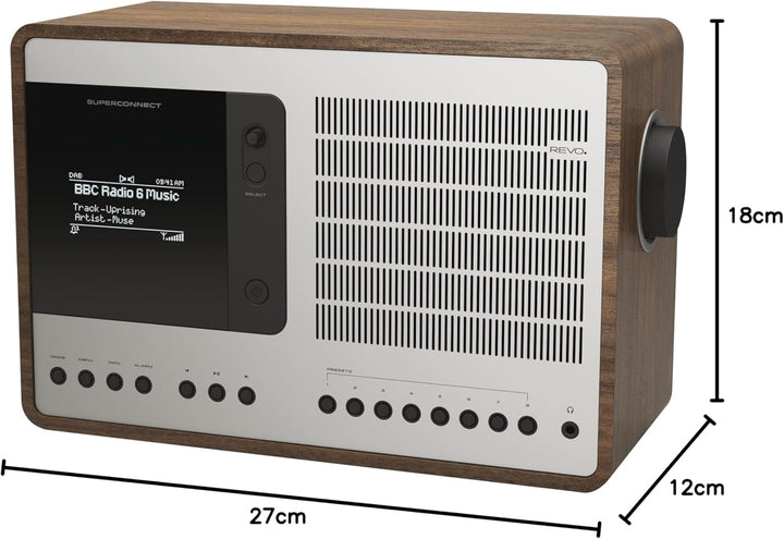 Revo SuperConnect Internet-/DAB+ Radio (Internet/DAB+/DAB/UKW,Spotify,WLAN,Aux In,Cinch-Out,Kopfhöre