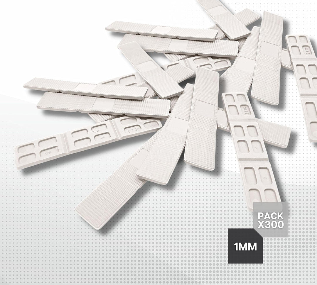 DOJA BARCELONA | 1mm Abstandshalter Kunststoff | Abstandhalter Weiss | PACK 300 | Kunststoffkeile Un