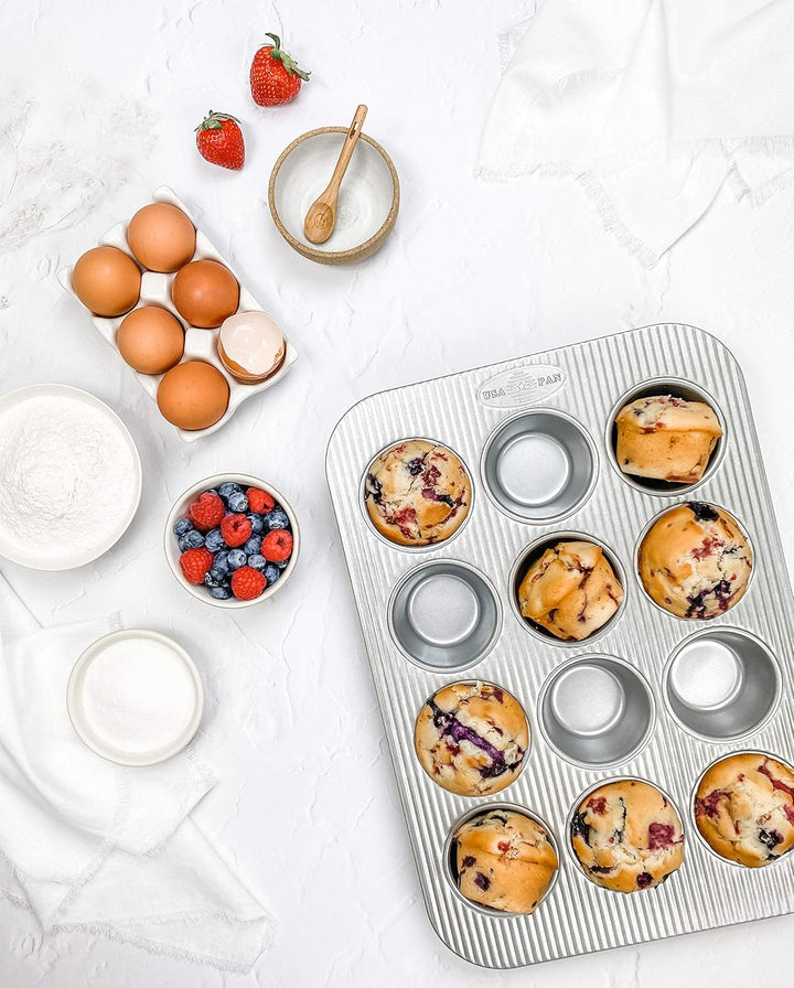 USA Pan Backformen Muffinform 12 Well 2 Stück aluminierter Stahl, Standard-Muffin, 12 Mulden, 2 St&amp;