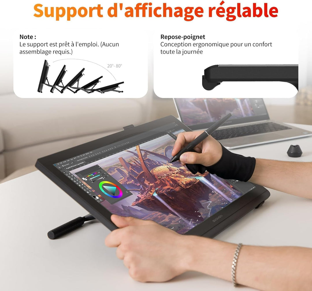 GAOMON Pro 19 Grafiktablett mit Display, G-Pro Stift mit 16384 Druckstufen,18,4 Zoll 4K UHD Immersiv