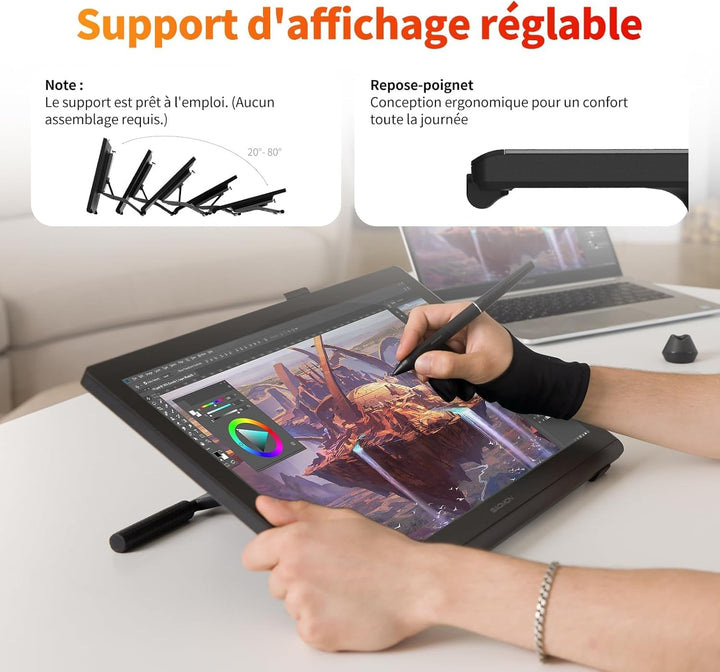 GAOMON Pro 19 Grafiktablett mit Display, G-Pro Stift mit 16384 Druckstufen,18,4 Zoll 4K UHD Immersiv