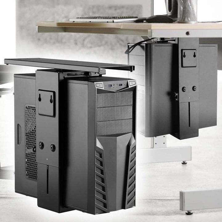 Wiltec Untertisch PC-Halterung mit Gleitschiene 360° Schwenkbar für Computer-Gehäuse bis 10kg, mit G