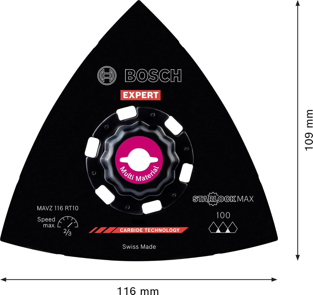 Bosch Accessories 1x Schleifplatte Expert MAVZ 116 RT10 (für Hartholz, Weichholz, Ø 116 mm, Körnung