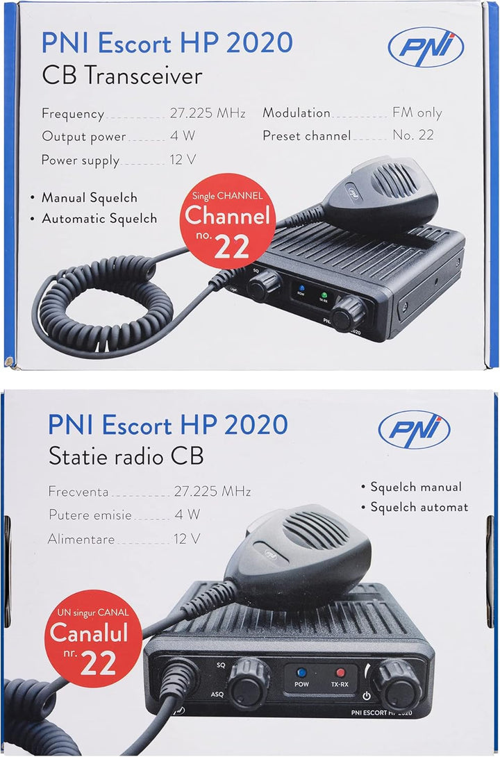 CB Radiosender PNI Escort HP 2020 EIN einziger Kanal 22 Frequenz 27,225 MHz nur FM, ohne Rauschen, w