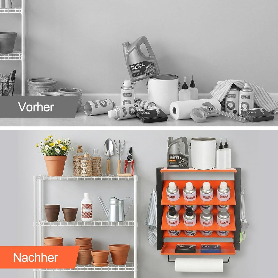 Dosenhalter, Sprühflaschenregal, Sprühdosenhalter mit 2 Etagen, Wandregal Dosenhalter für Farbflasch