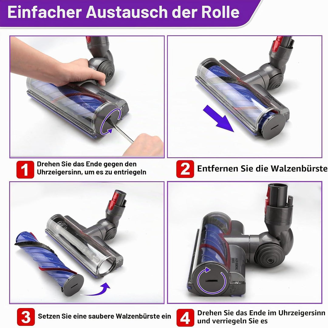 Anti-Verwicklungs Bodenbürste Kompatibel mit Dyson V7 V8 V10 V11 V15 Staubsauger, Ersatzteile Bürste