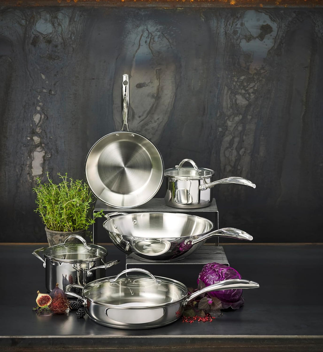 SCANPAN STS Edelstahl-Pfannen Set 20+28 cm | Multifunktionale Pfannen Induction mit Aluminiumkern, S