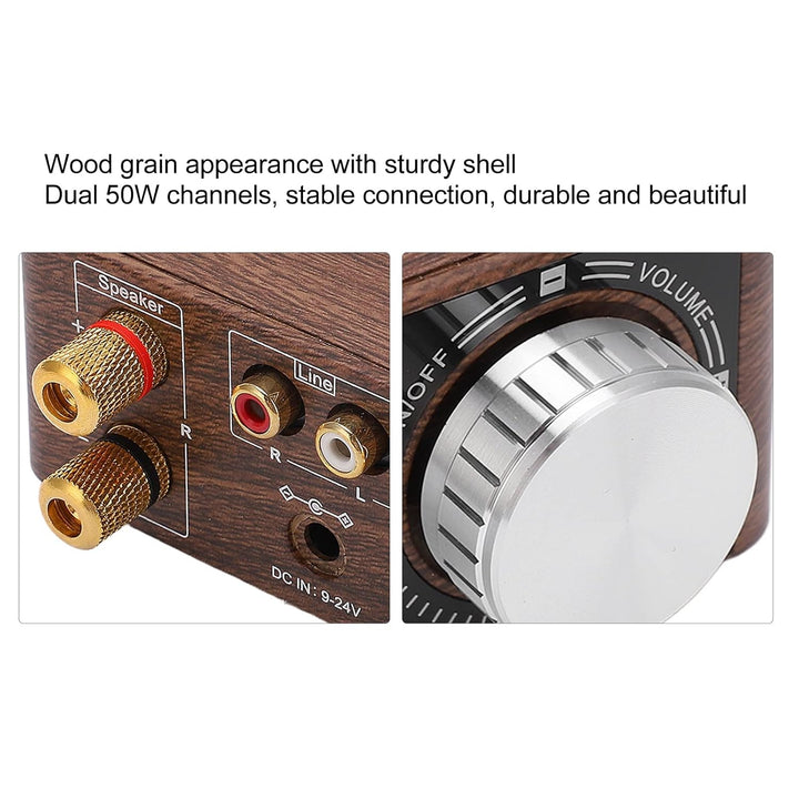 Mini Bluetooth 5.0 Leistungsverstärker DC9V-24V Dual 50W Kanäle 2.0 Stereo HiFi Digital Amp USB Heim