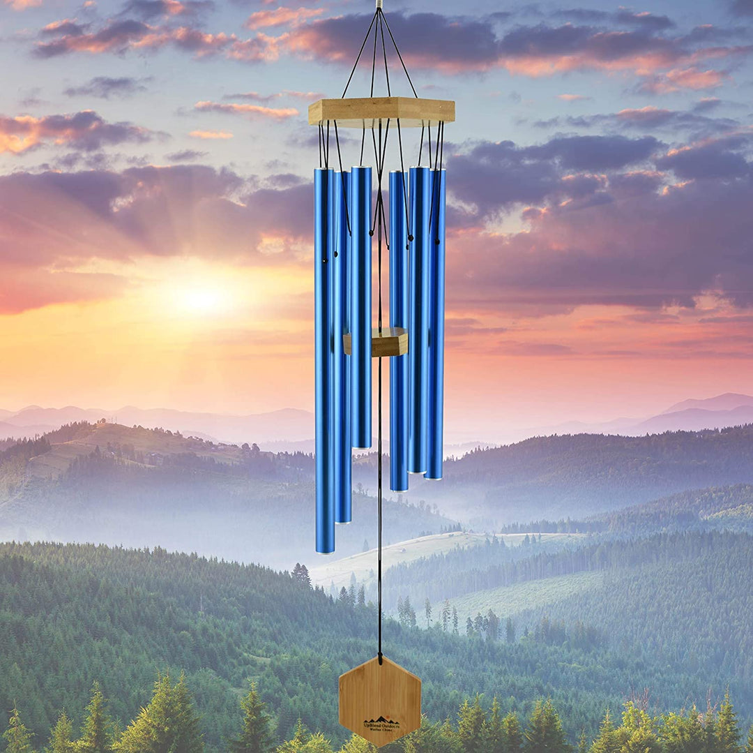 UpBlend Outdoors Windspiel für draussen – 73,7 cm blaues Windspiel für den Aussenbereich, Zen-Garten