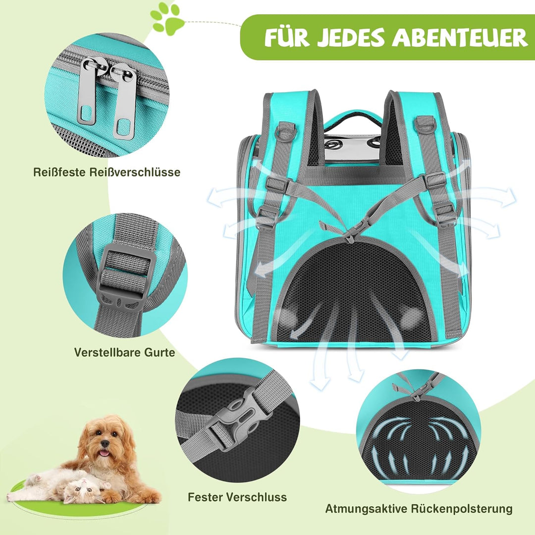 ALLSOPETS Katzenrucksack Faltbar Haustierrucksack mit Frontöffnung und Atmungsaktives Netzfenster Hu