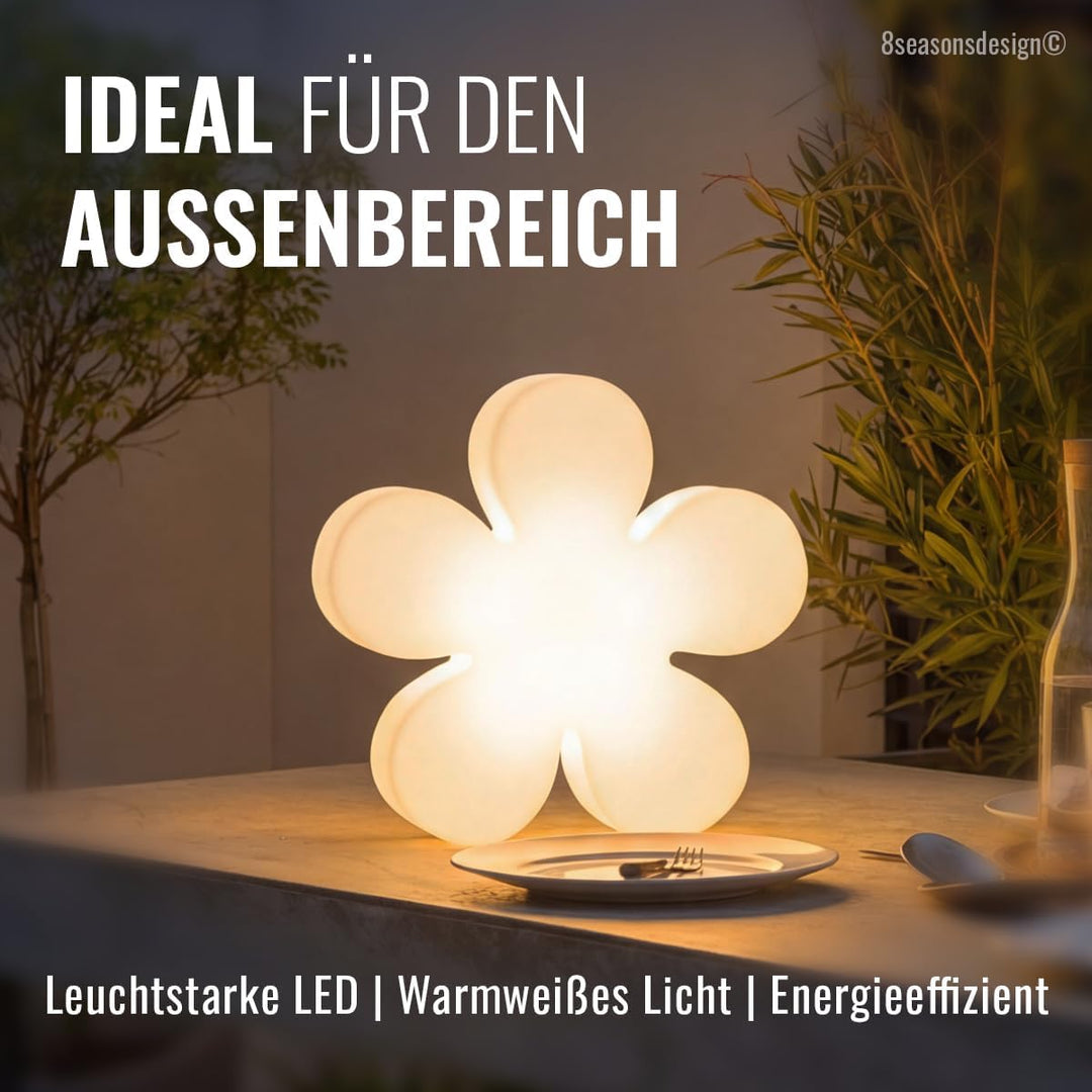 8 seasons design Shining Flower Deko-Lampe Blume Ø 60cm (Weiss), E27 Fassung inkl. Leuchtmittel in w