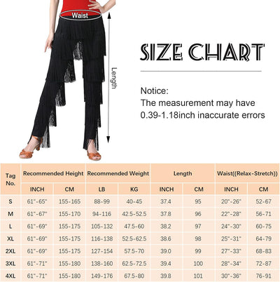 SEAUR Damen Fransenhose Latein Tanzhose Quaste Fransen Hose Tanz Ballsaal Tango Salsa Rumba Cha Cha