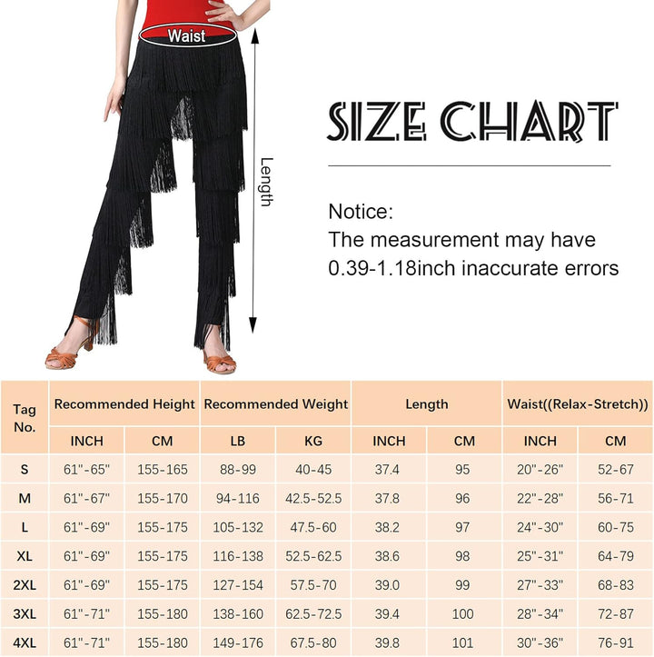 SEAUR Damen Fransenhose Latein Tanzhose Quaste Fransen Hose Tanz Ballsaal Tango Salsa Rumba Cha Cha