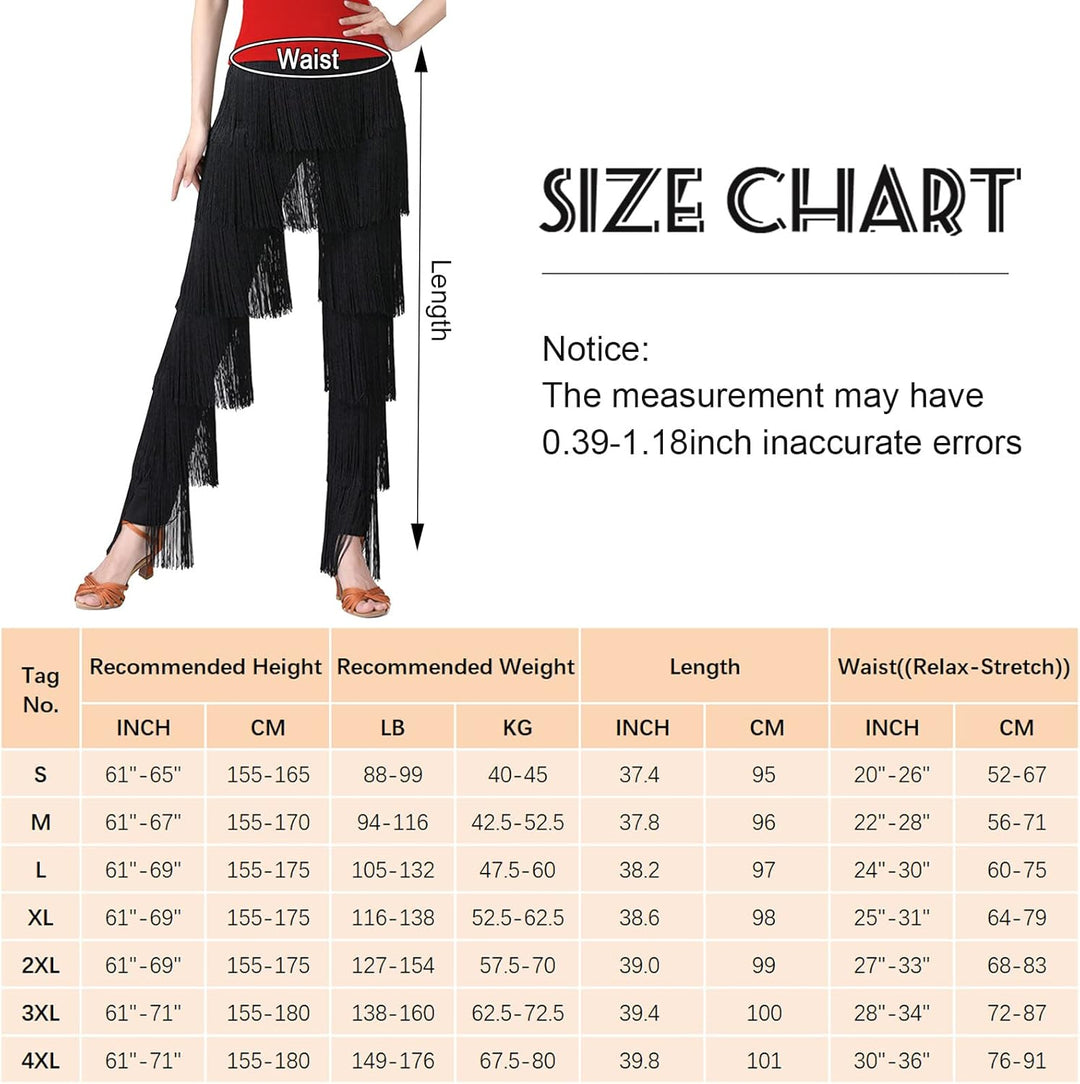 SEAUR Damen Fransenhose Latein Tanzhose Quaste Fransen Hose Tanz Ballsaal Tango Salsa Rumba Cha Cha