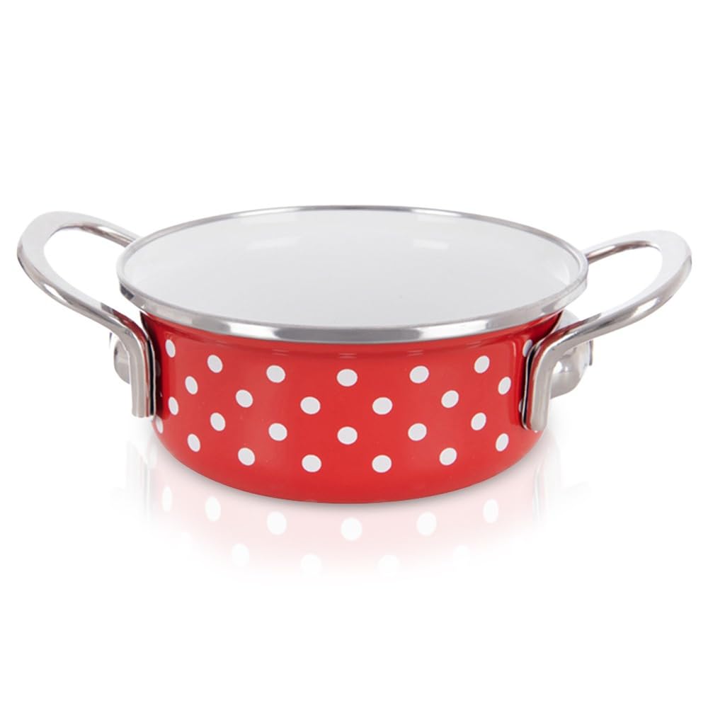 orion group Emaille Kochtopf 650 ml Ø 14 cm – Praktischer Kochtopf mit ergonomischen Griffen – Für a