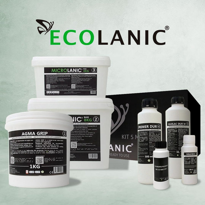 MICROLANIC – 5 m² gebrauchsfertiges Mikrozement-Set für Wände und Böden auf Fliesen, Marmor, Terrazz