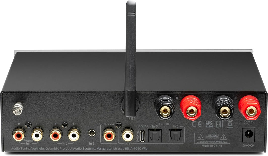 Pro-Ject Stereo Box E, Kompakter integrierter Hi-Fi-Stereo-Verstärker mit BT 5.0, Subwoofer Ausgang,
