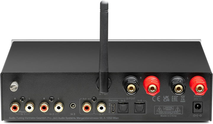 Pro-Ject Stereo Box E, Kompakter integrierter Hi-Fi-Stereo-Verstärker mit BT 5.0, Subwoofer Ausgang,