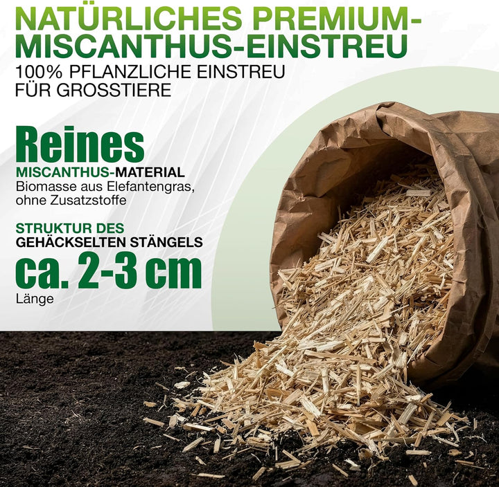 Jumbogras® Grosstier- Pferdeeinstreu aus Miscanthus|Elefantengras|Chinagras-Häcksel, Streu statt Str