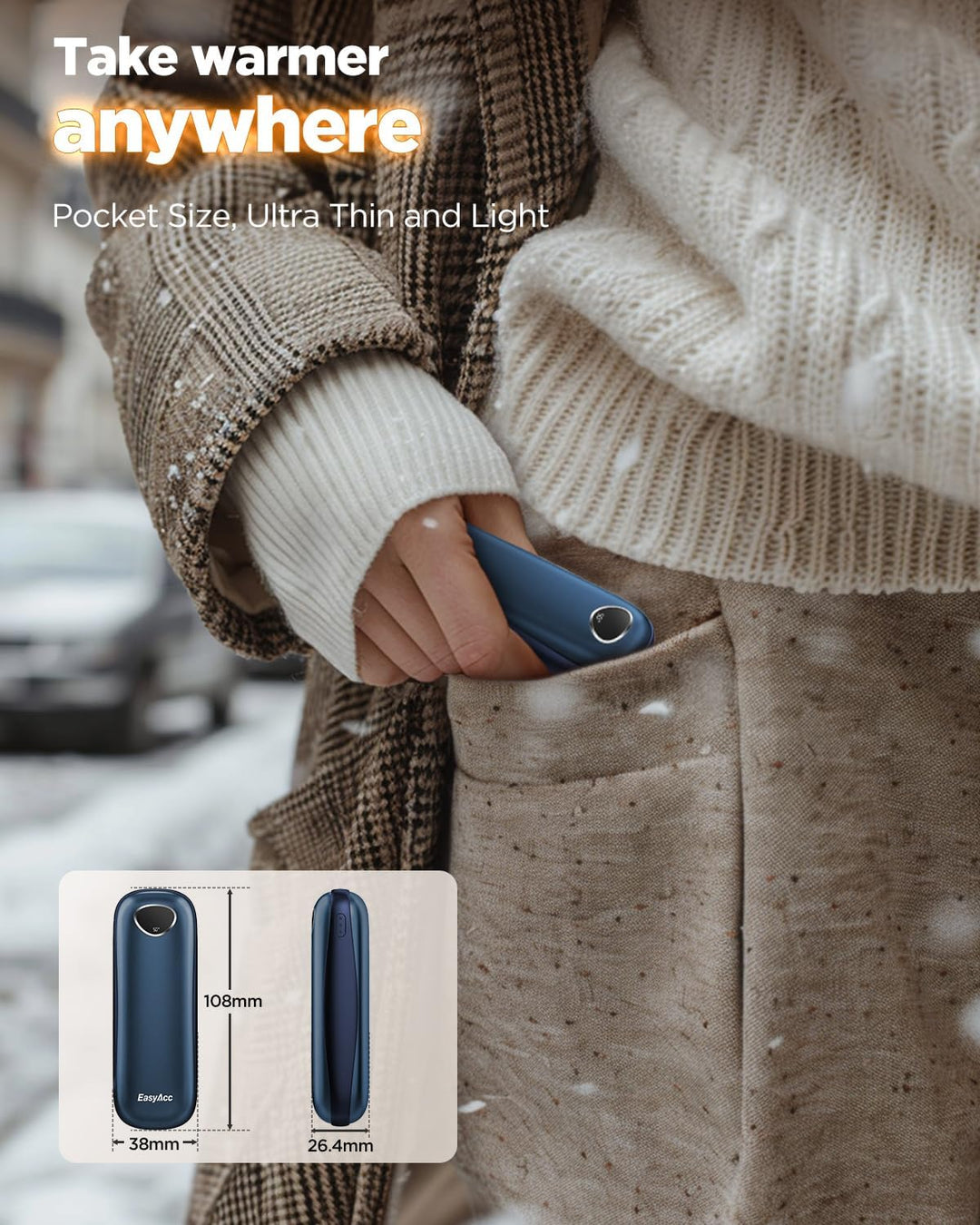 Handwärmer Elektrisch 10000mAh,EasyAcc 2er-Pack Handwärmers,3 Heating Modes Rechargeable Pocket Hand