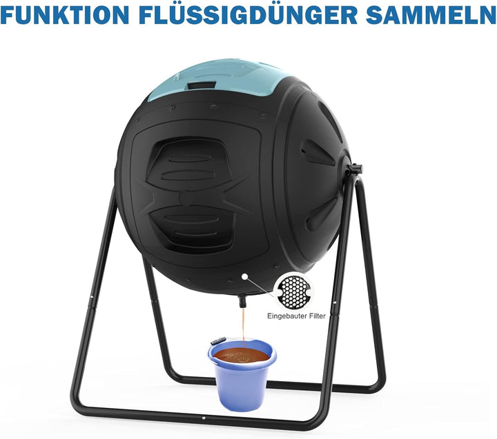 SQUEEZE master Multifunktionaler 130 Liter Tumbling Komposter für den Gartenabfall und Küchenabfälle