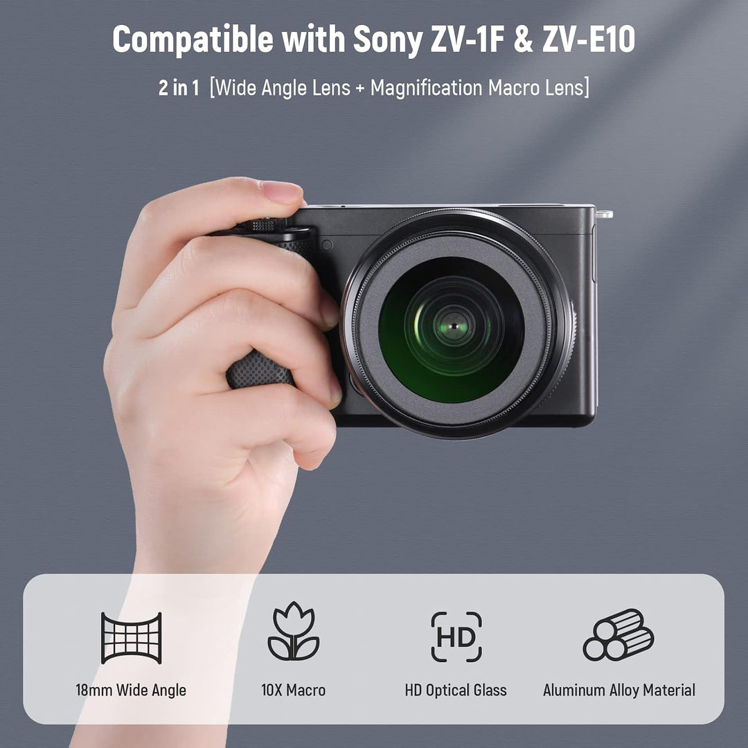 NEEWER 40.5mm HD Weitwinkelobjektiv kompatibel mit Sony ZV-1F ZV-E10 A5000 A6000 2 in 1 18mm Weitwin