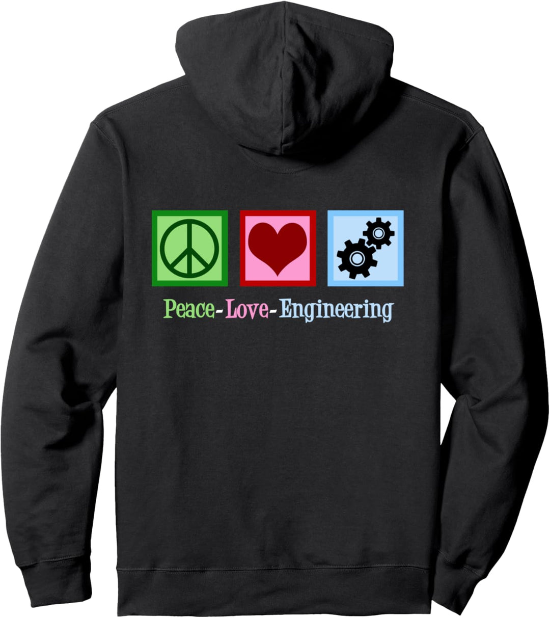 Peace Love Engineering Niedliche Mechaniker-Zahnräder Pullover Hoodie