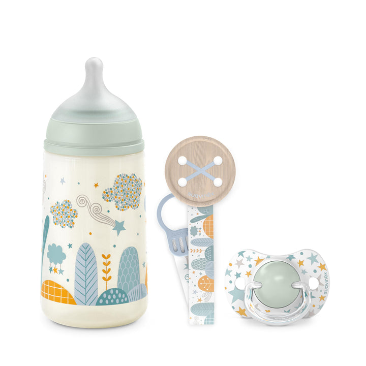 Suavinex, Pack für Neugeborene Sx Pro 0-6 Monate. Enthält: Anti-Kolik-Babyflasche 270 ml mittlerer N