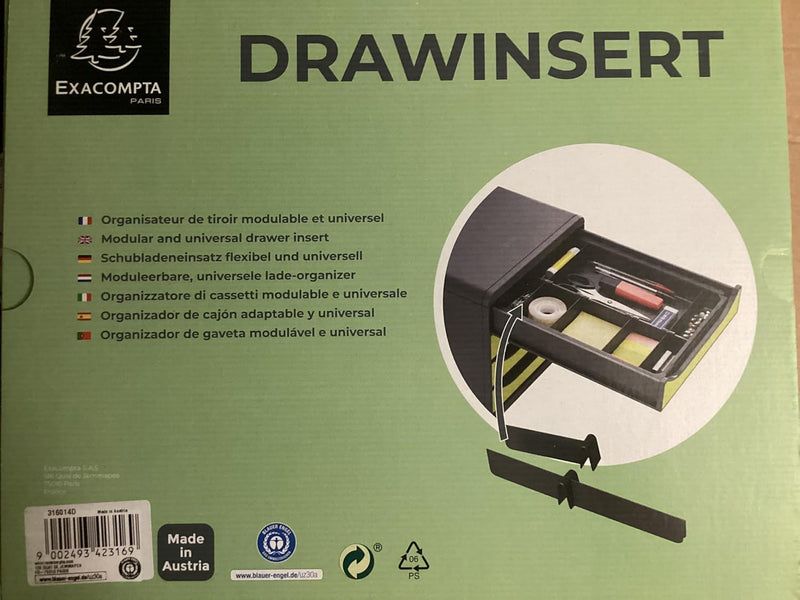 Exacompta 316014D Schubladen-Einlage Drawinsert (mit 4 abnehmbaren Flügeln, 100% aus Recycling-Kunst