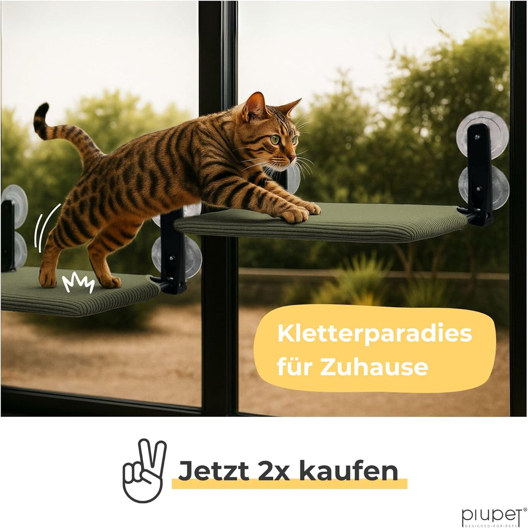PiuPet Schwebende Katzenfensterliege – Klappbare & platzsparende Katzenliege mit Saugnäpfen I Wendba
