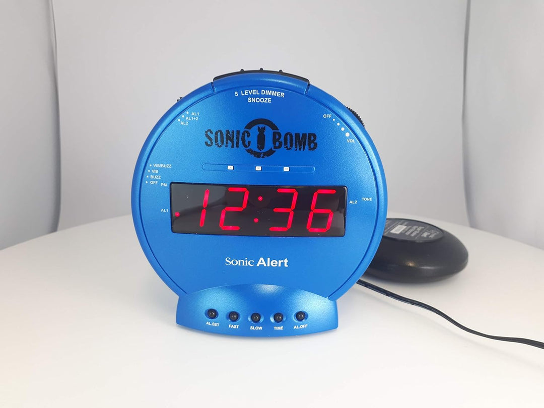 Geemarc Sonic Bomb - Wecker mit superstarkem Alarm, Vibrationskissen und Schlummerfunktion - Für Hör