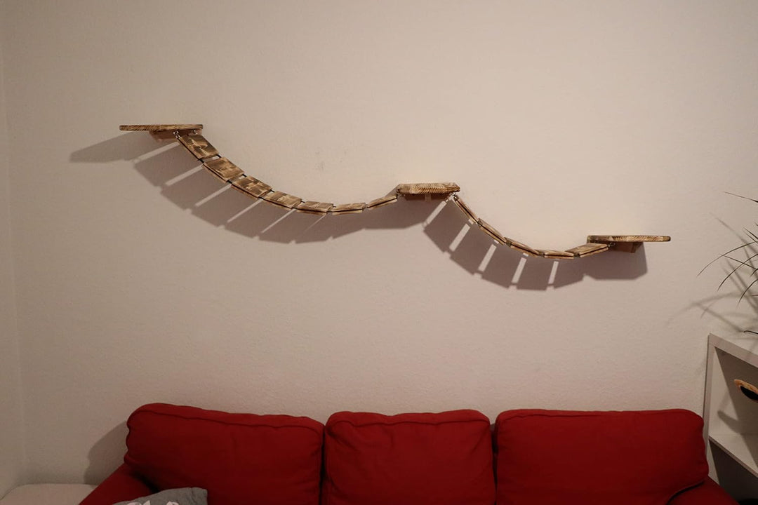 Wandpark für Main Coon, Catwalk, Kletterwand, Katzenwand, Trittstufen (75+100cm, Natur) 75+100cm Nat