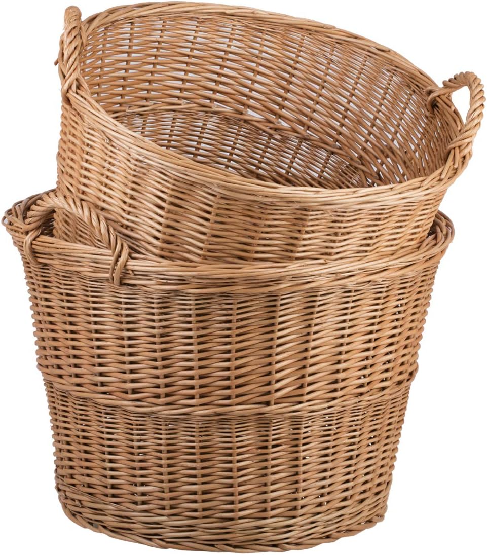 Baguettekorb mit Tragegriffen, Gartenkorb aus Weide, Vollweidener Gartenkorb, Kaminkorb aus Weide, n