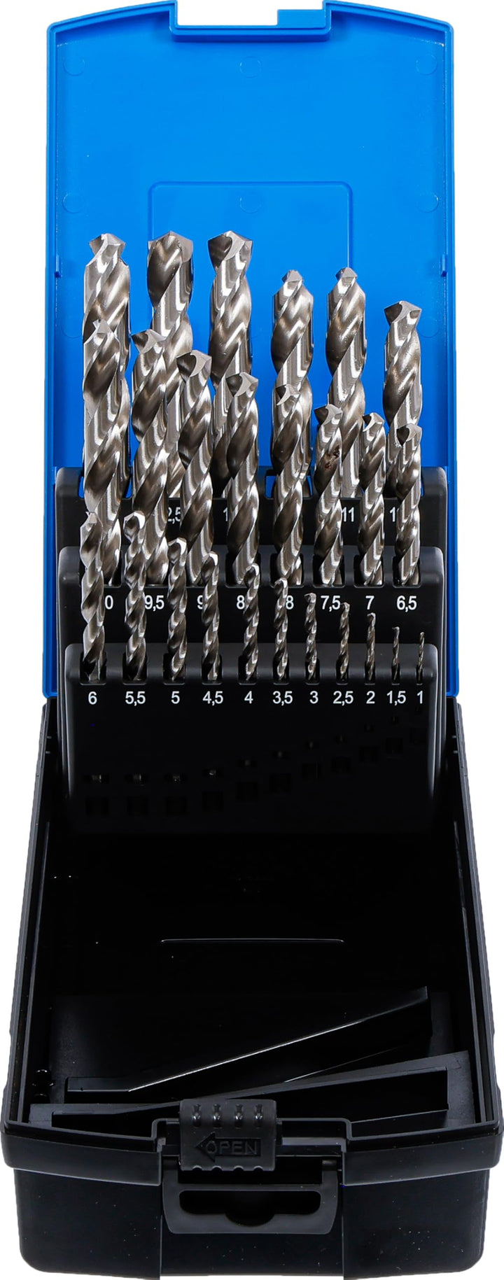 BGS 110, HSS-Spiralbohrer-Satz, 25-tlg., 1 - 13 mm, inkl. Kassette, Metall-Bohrer HSS | Spitzen mit