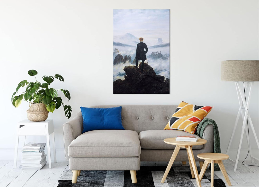 Caspar David Friedrich - Wanderer über dem Nebelmeer als Leinwandbild / Grösse: 100x70 cm / Wandbild