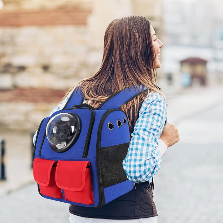 PETCUTE Katzen Rucksack Raumkapsel,Oxford-Tuch Hunderucksack für Kleine Katze,Atmungsaktiv Haustier