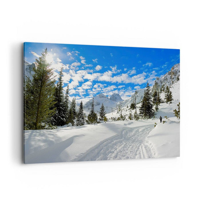 Bilder auf Leinwand 100x70cm Leinwandbild Tal Wolken Lawine Sport Gross Wanddeko Bild Schlafzimmer K