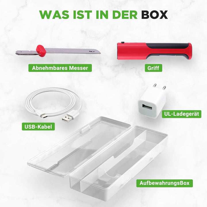 NutriChef Elektrisches Küchenmesser – Akku-Messer mit Edelstahlklingen, USB-C, Rot Für Truthahn, Fle