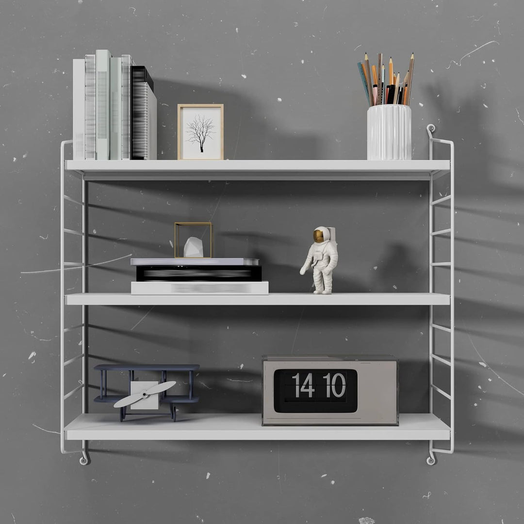 [en.casa] Modulares Wandregal Strängnäs 3er Set Metallregal Weiss Hängeregal mit 3 Regalböden Badreg