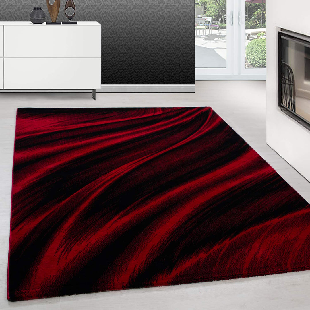 Teppium Moderner Kurzflor Teppich Läufer Flur 80 x 150 cm Rot - Flauschiger Teppich Waschbar, Abstra