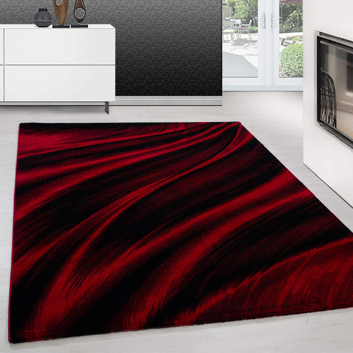 Teppium Moderner Kurzflor Teppich Läufer Flur 80 x 150 cm Rot - Flauschiger Teppich Waschbar, Abstra