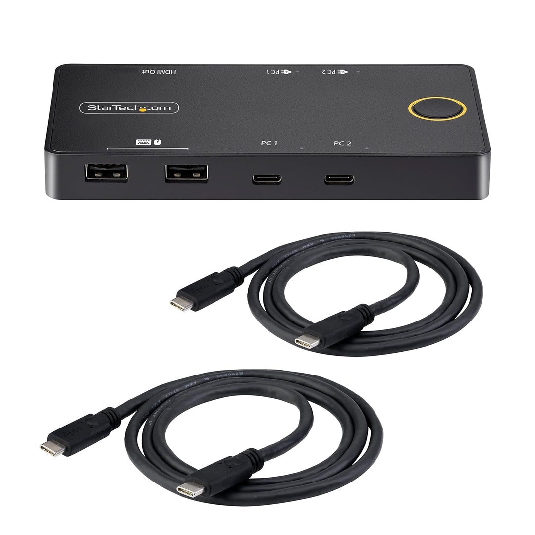 StarTech.com 2-Port USB-C KVM-Switch, EIN 4K 60Hz HDMI Monitor, 100W Power Delivery Pass-Through für