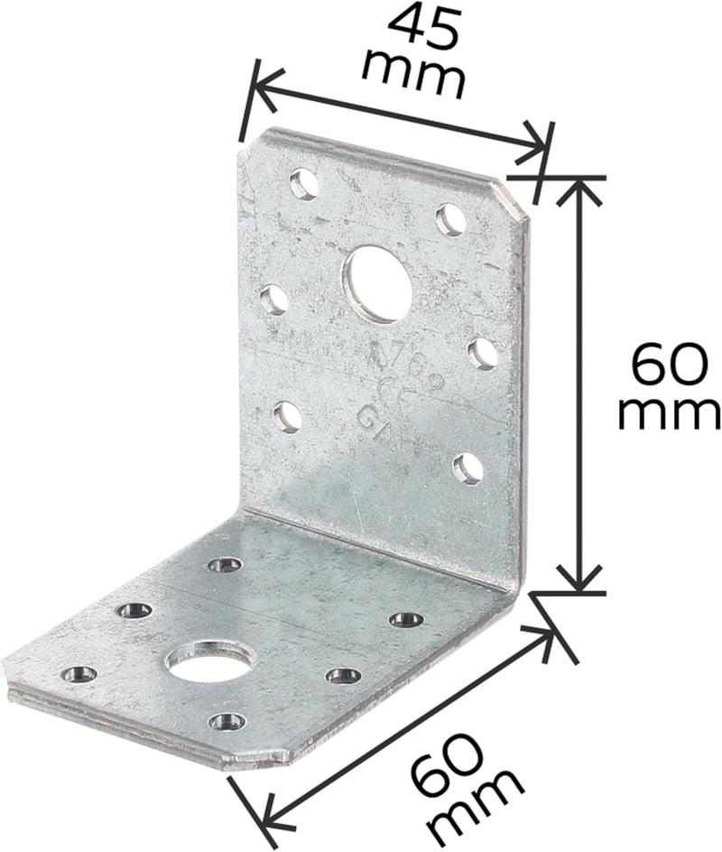 Alberts 846794 Winkelverbinder | sendzimirverzinkt | 60 x 60 x 45 mm | 50er Set, 60 x 60 x 45 mm