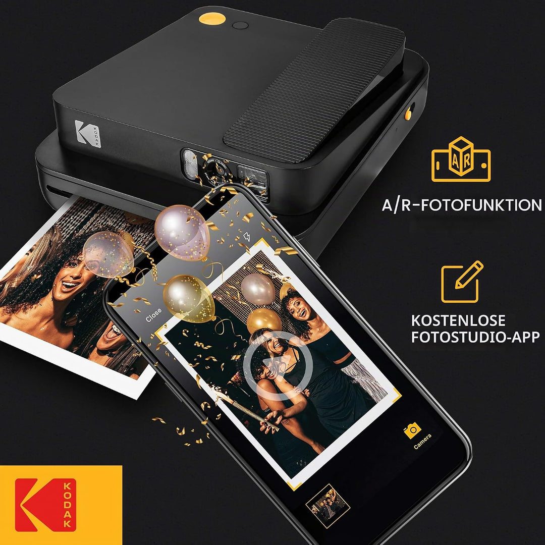 KODAK Smile Classic Sofortbilddigitalkamera + Bluetooth (Schwarz), 16MP, 35 Drucke/Aufladung – Start