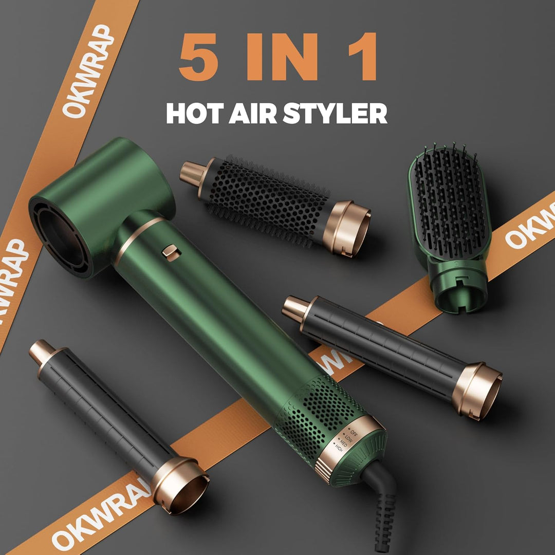OKWRAP Hair Styler Set Hairstyler 5 in 1 Haarstyler, Airstyler Air Curlers Föhn 5 in 1 Mit Rundbürst