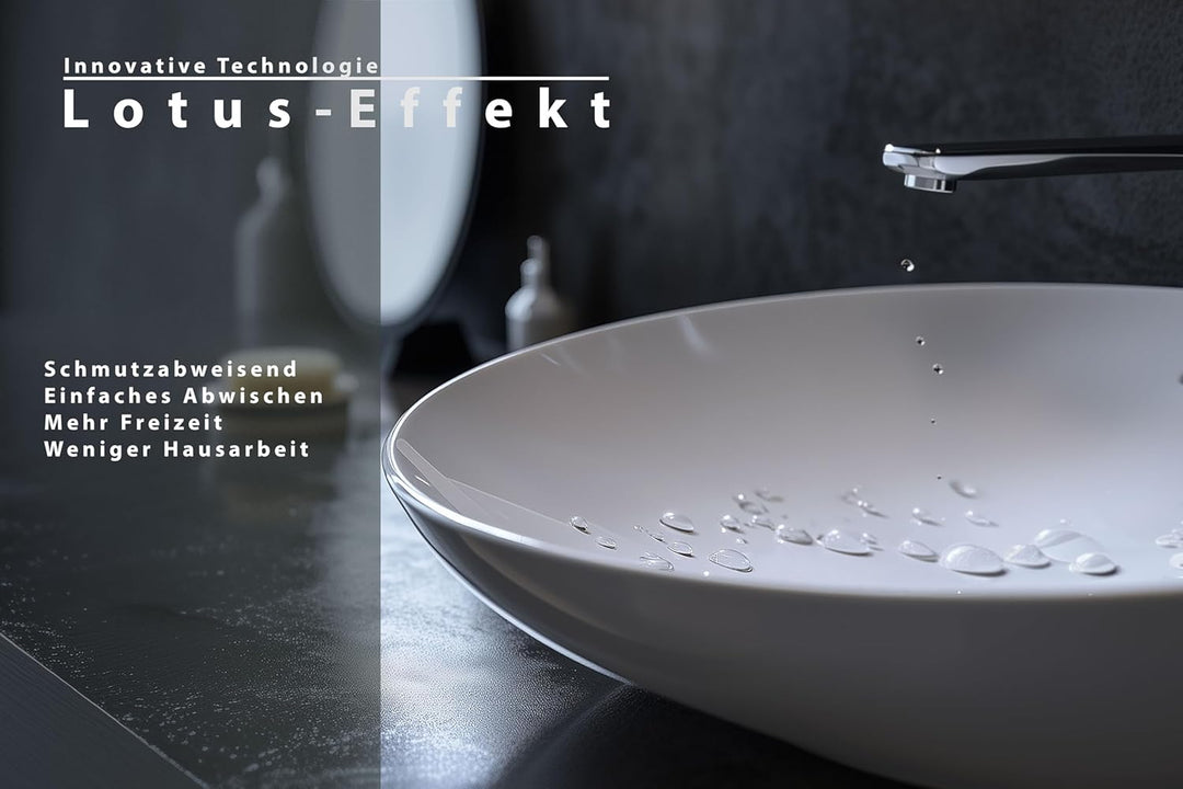 Waschbecken24 | Aufsatzwaschbecken | Ovales Waschbecken ohne Hahnloch | Premium-Qualität | Einfache