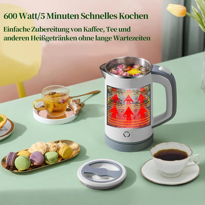 MiliPow 800ML Reisewasserkocher, 4 Minuten schnelles Kochen, Tragbarer Wasserkocher, Mini Camping Wa