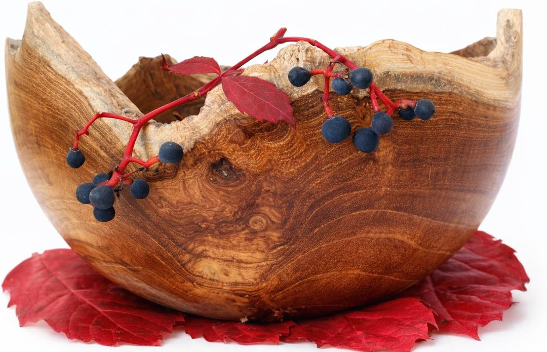 Windalf Rustikale Teakschale NAMIA Ø 20 cm Naturschale Obstschale Handarbeit aus Wurzelholz