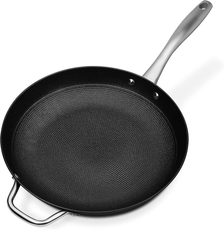 GSW 716482 Bratpfanne Robusta 32cm mit Gegengriff, Gusseisen, Edelstahl rostfrei, schwarz