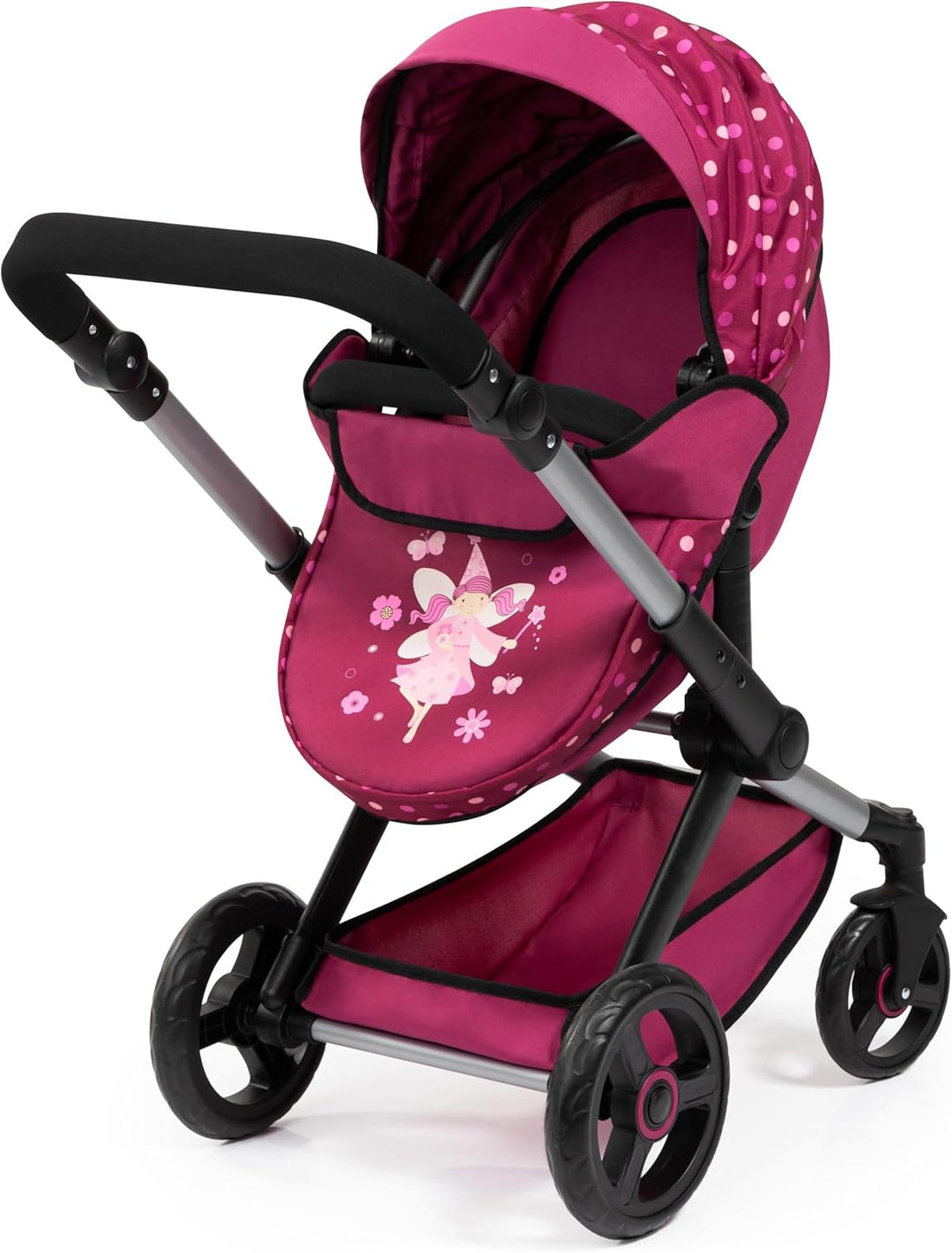 Bayer Design 17067AA Puppenwagen Xeo mit Tasche, höhenverstellbarer Griff, Schwenkschieber, wandelba